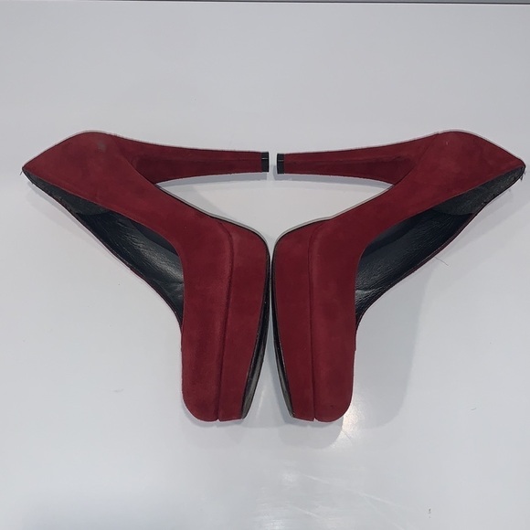 Stuart Weitzman Burgundy Red Suede Platform heels size 8M - Picture 9 of 16